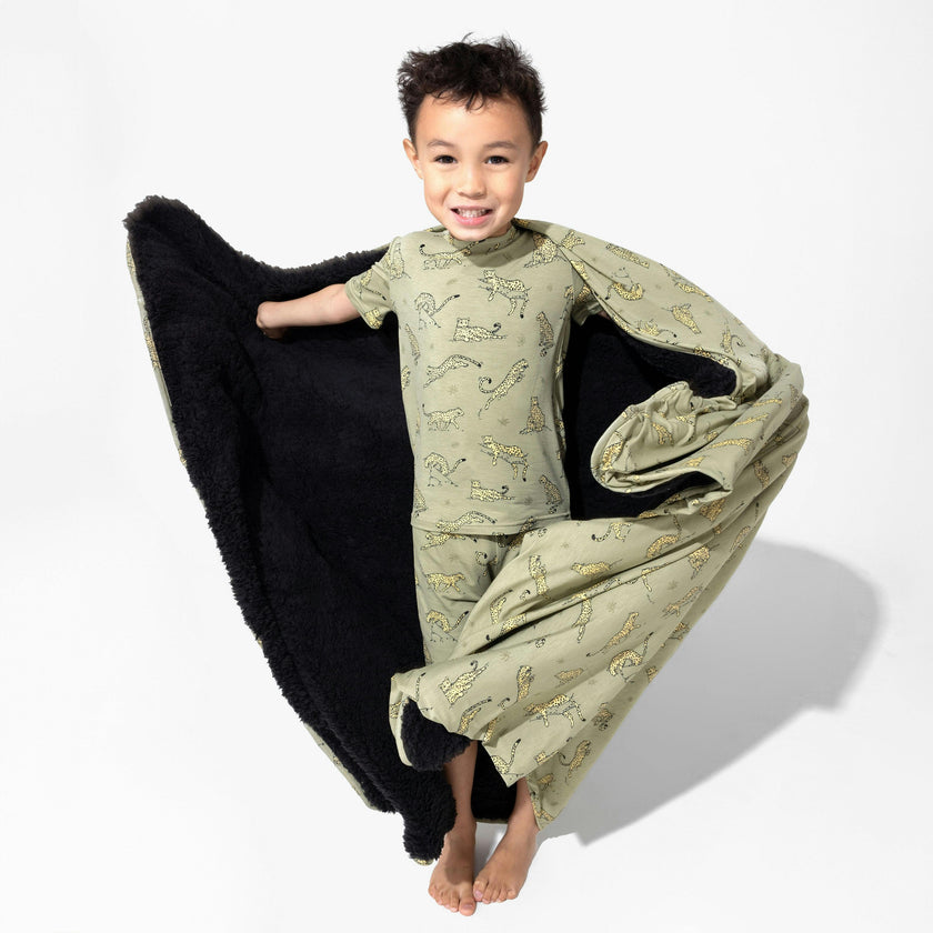 Sage & Spots Leopard Bamboo Kids Pajama Short Set