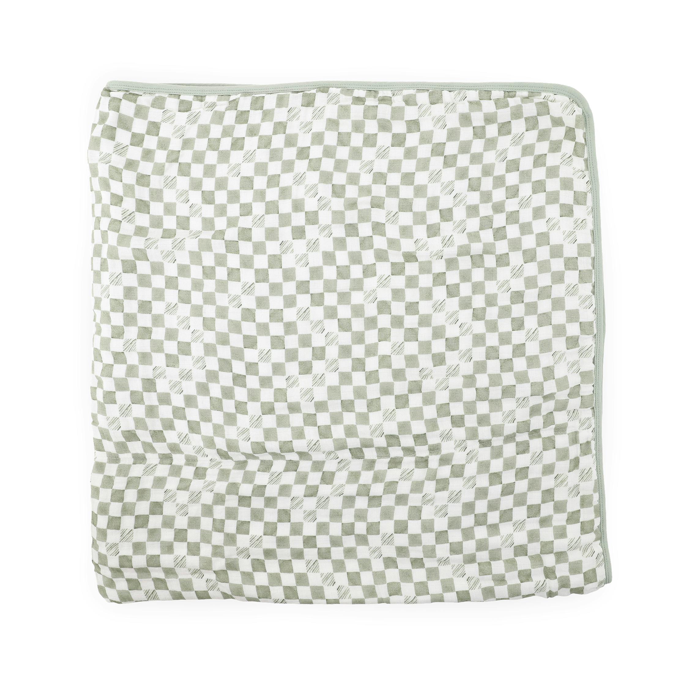 Original Organic Cotton Muslin Quilt - Green Checker