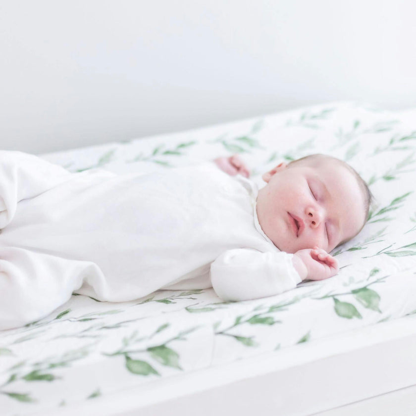Parker Green Leaf Changing Pad Cover