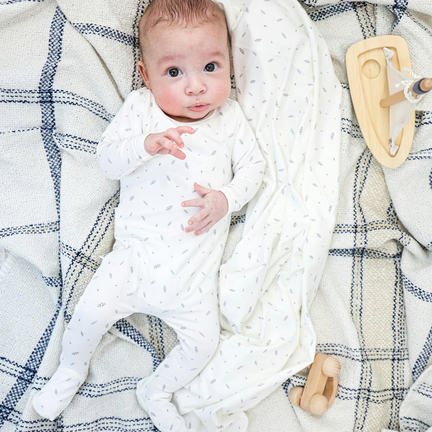 Elegant Leaves Footie and Beanie Set