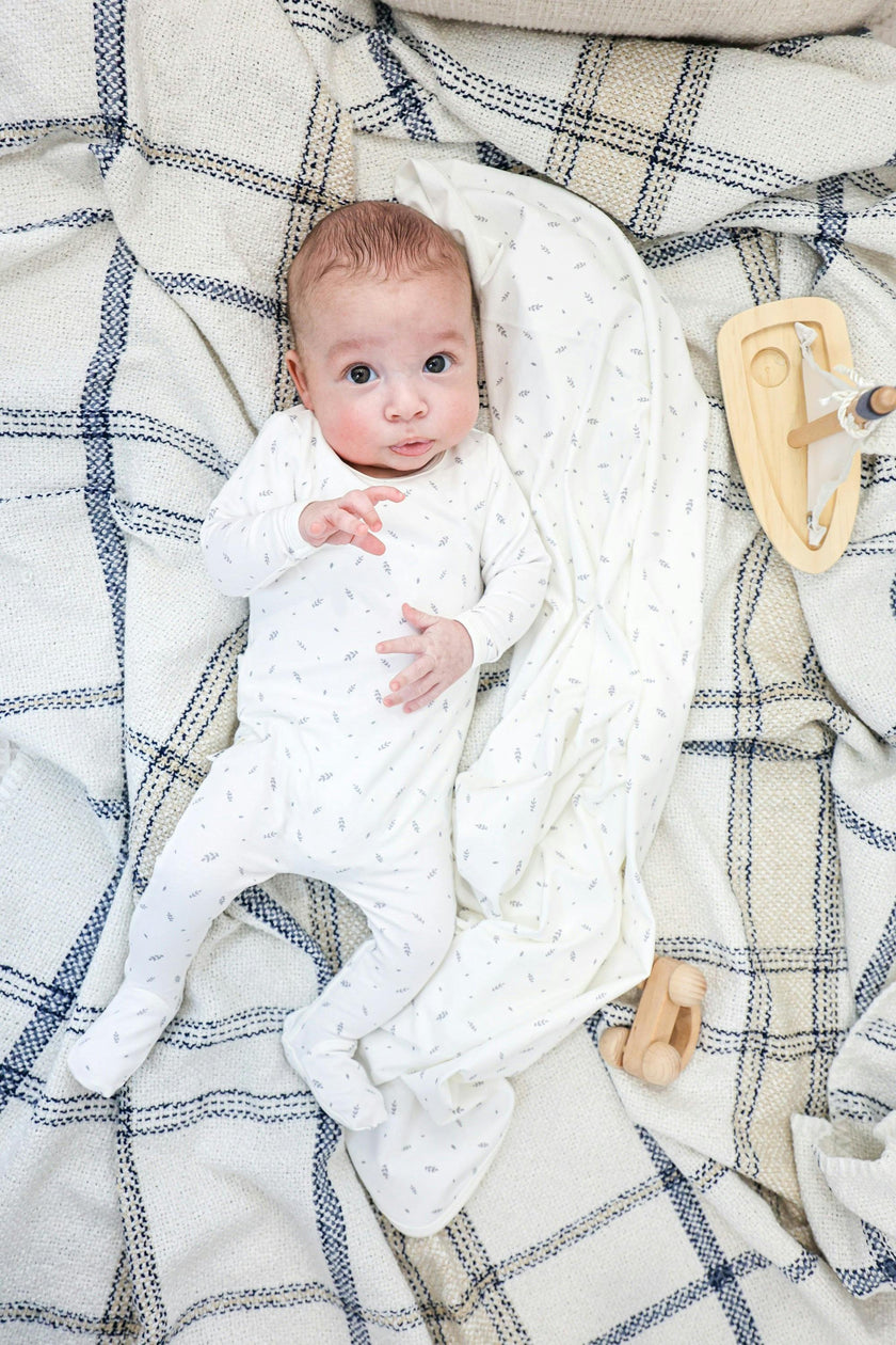 Elegant Leaves Footie and Beanie Set