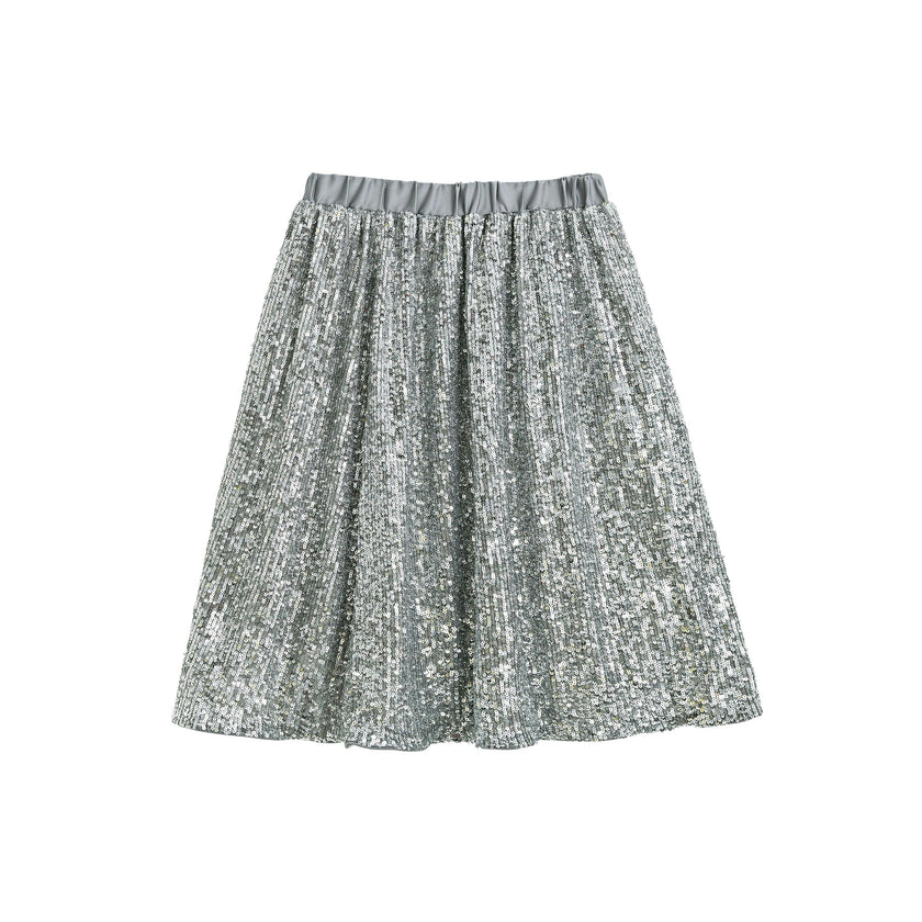Silver Sequin Bow T-shirt & Skirt Set