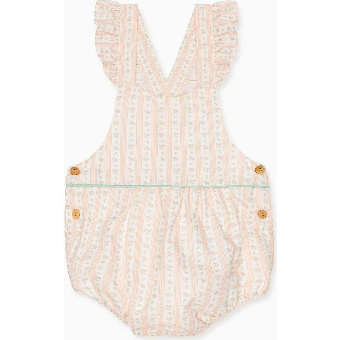 Pink Floral Stripe Ronita Baby Girl Romper Dungarees