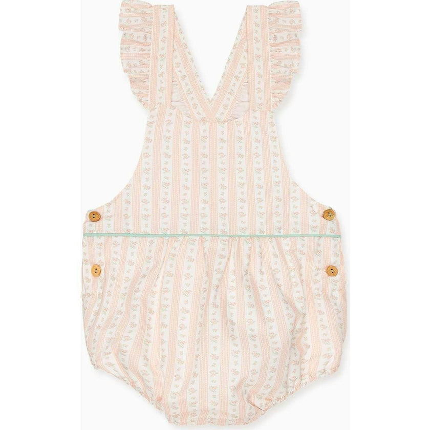 Pink Floral Stripe Ronita Baby Girl Romper Dungarees