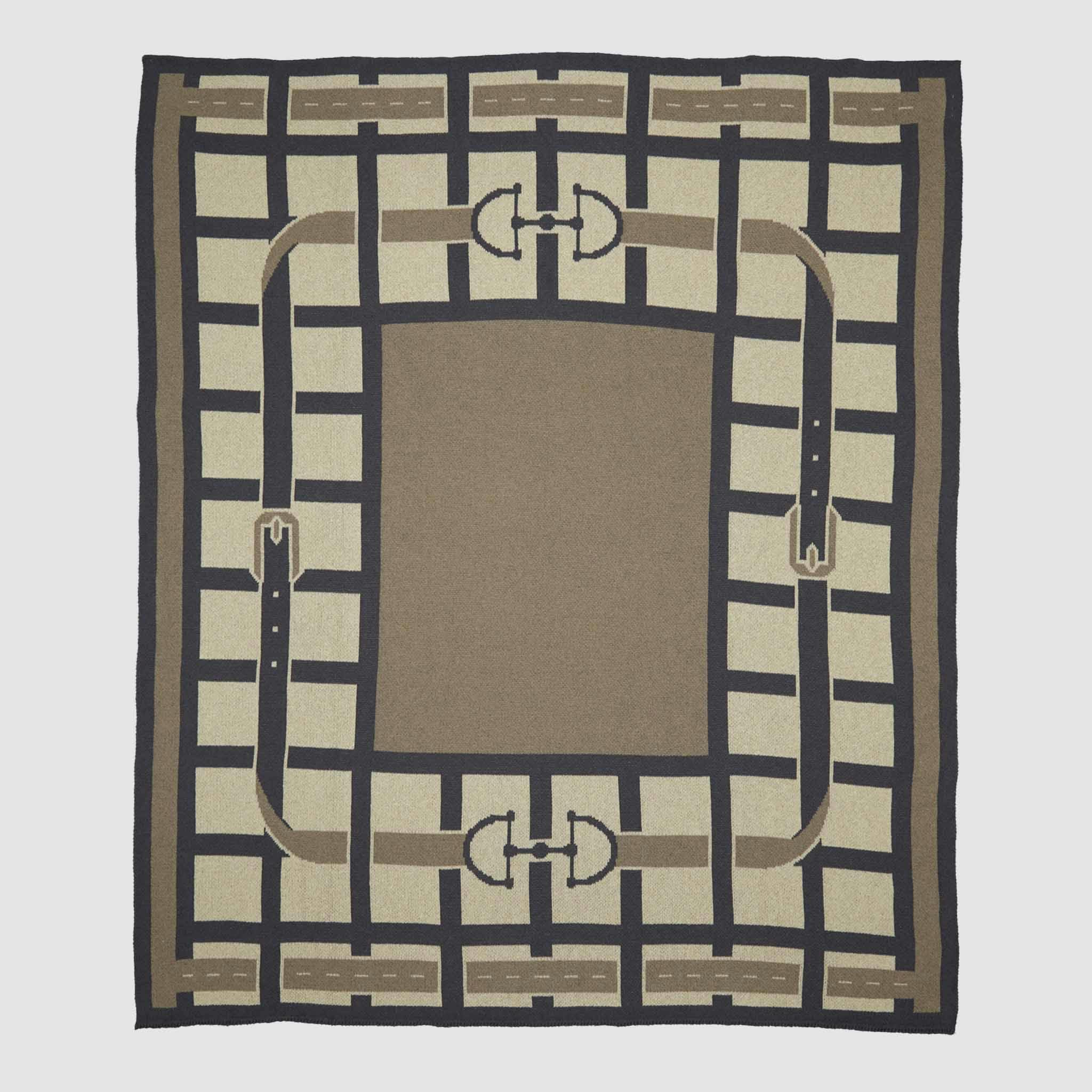 Cotton Sustainable Knit Throw Blanket - Equestrian Lattice