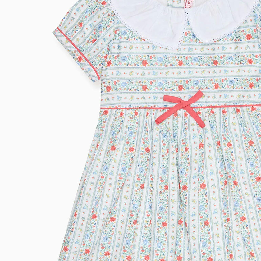 Ivory Rose Stripe Lana Girl Dress