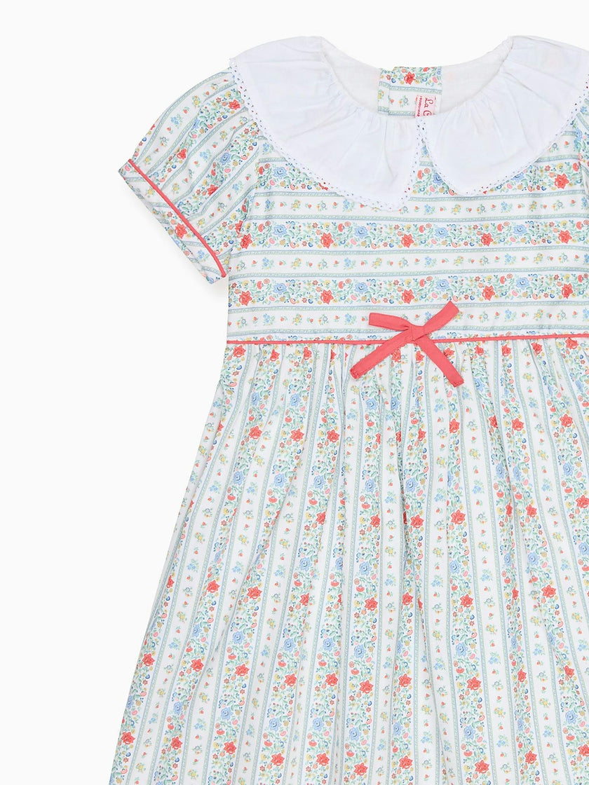 Ivory Rose Stripe Lana Girl Dress