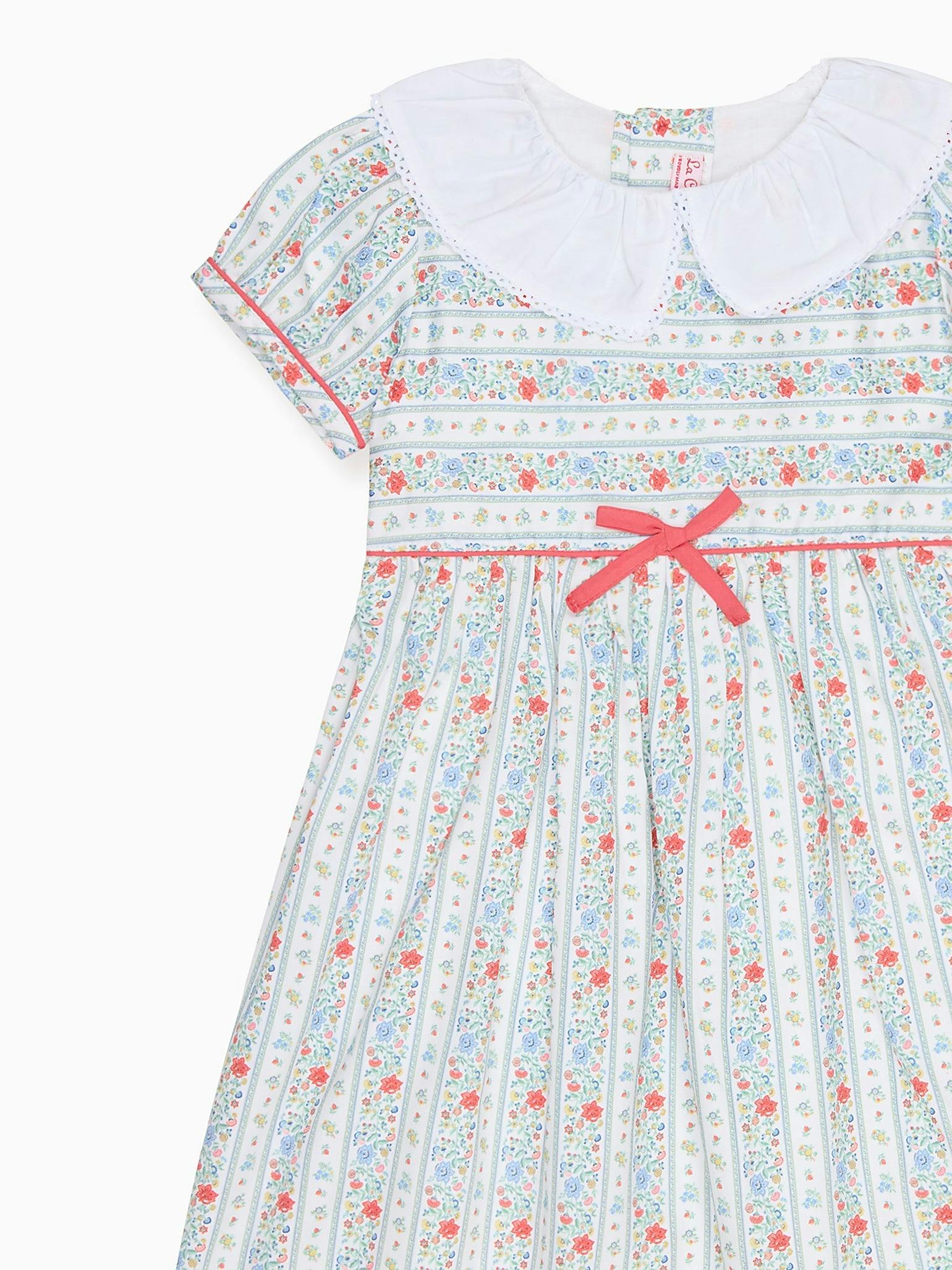 Ivory Rose Stripe Lana Girl Dress