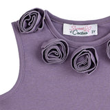 Purple Rosette Top and Lace-Trim Shorts Set