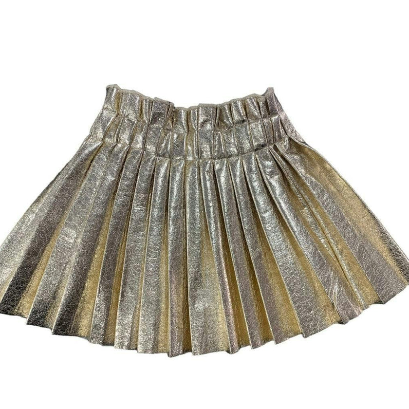 Foil Metallic Pleated Skirt