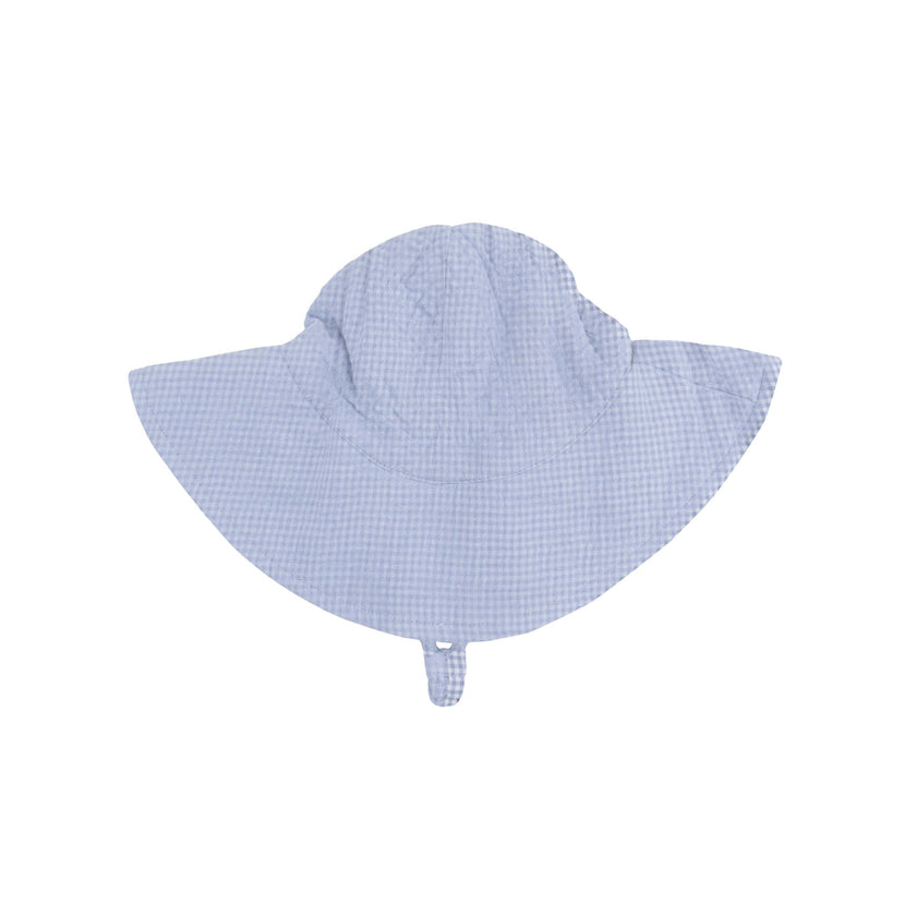 Micro Gingham Blue Blizzard - Wide Brim Sun Hat