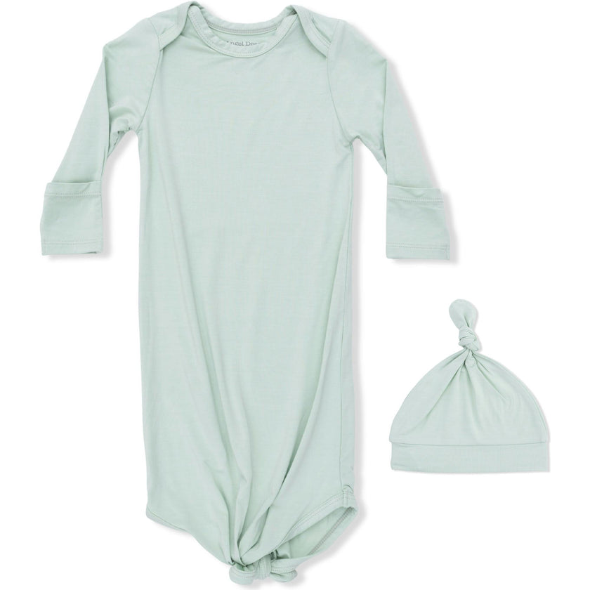 Solid Cameo Green - Knotted Gown and Hat