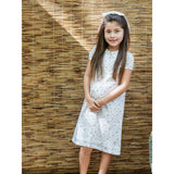 Clipdot Floral Peter Pan Collar Short Puff Sleeve Dress