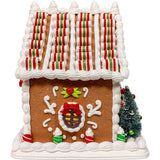 9 Inch Battery Operated Gingerbread House With Santa and Ribbon Candy Roof