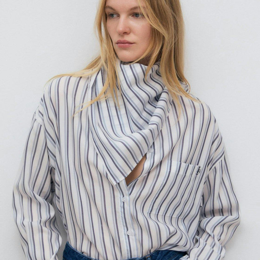 Estela Woman Neck Scarf Infinite Navy Stripes