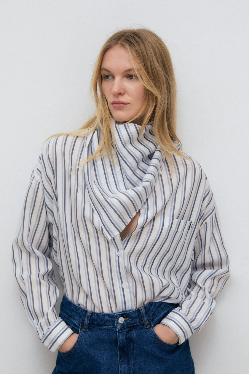 Estela Woman Neck Scarf Infinite Navy Stripes
