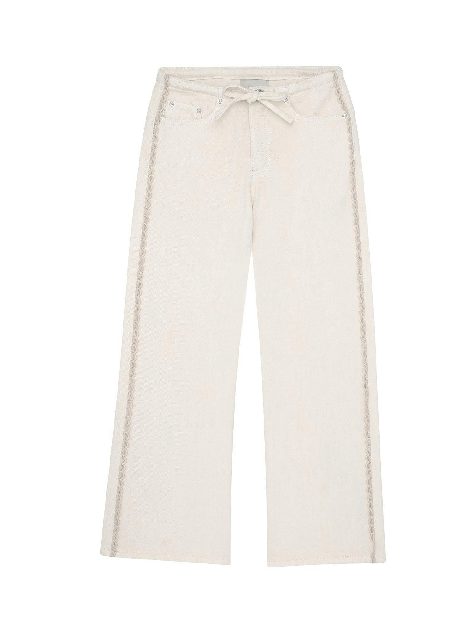 Frankie Low-Slung Wide Leg Jeans | Lace Sugar Cookie