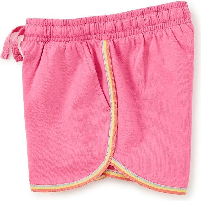 Rainbow Binding Track Shorts, Pink