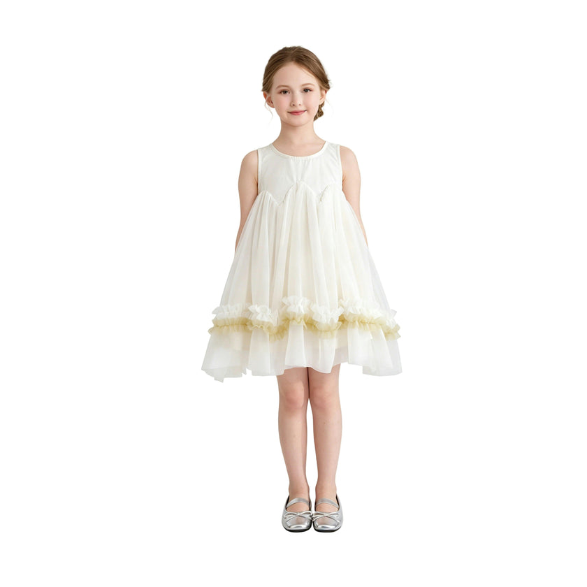 Cream Rosabella Ruffle Tulle Dress
