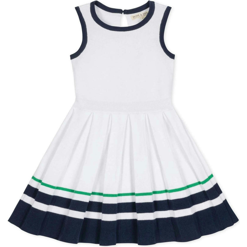 Organic Sleeveless Tennis Sweater Dress, White
