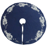Handmade Lobsters Navy Blue Cotton Christmas Tree Skirt 60" Arcadia Home