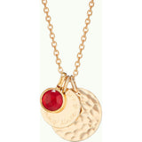 Personalized Hammered Double Disc & Birthstone Necklace