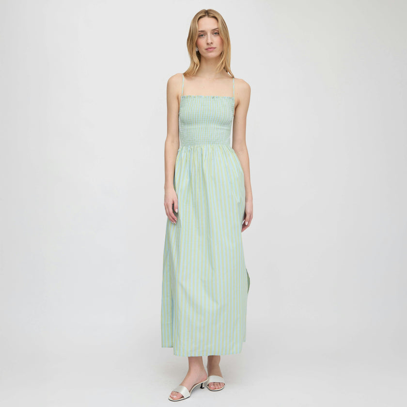The Isabel Nap Dress - Blue/Green Stripe