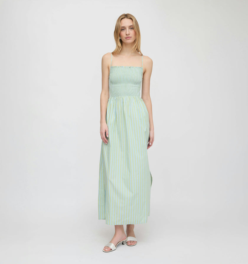 The Isabel Nap Dress - Blue/Green Stripe