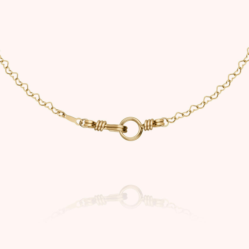 Women's Linked Hearts Chain Necklace, Yellow Gold