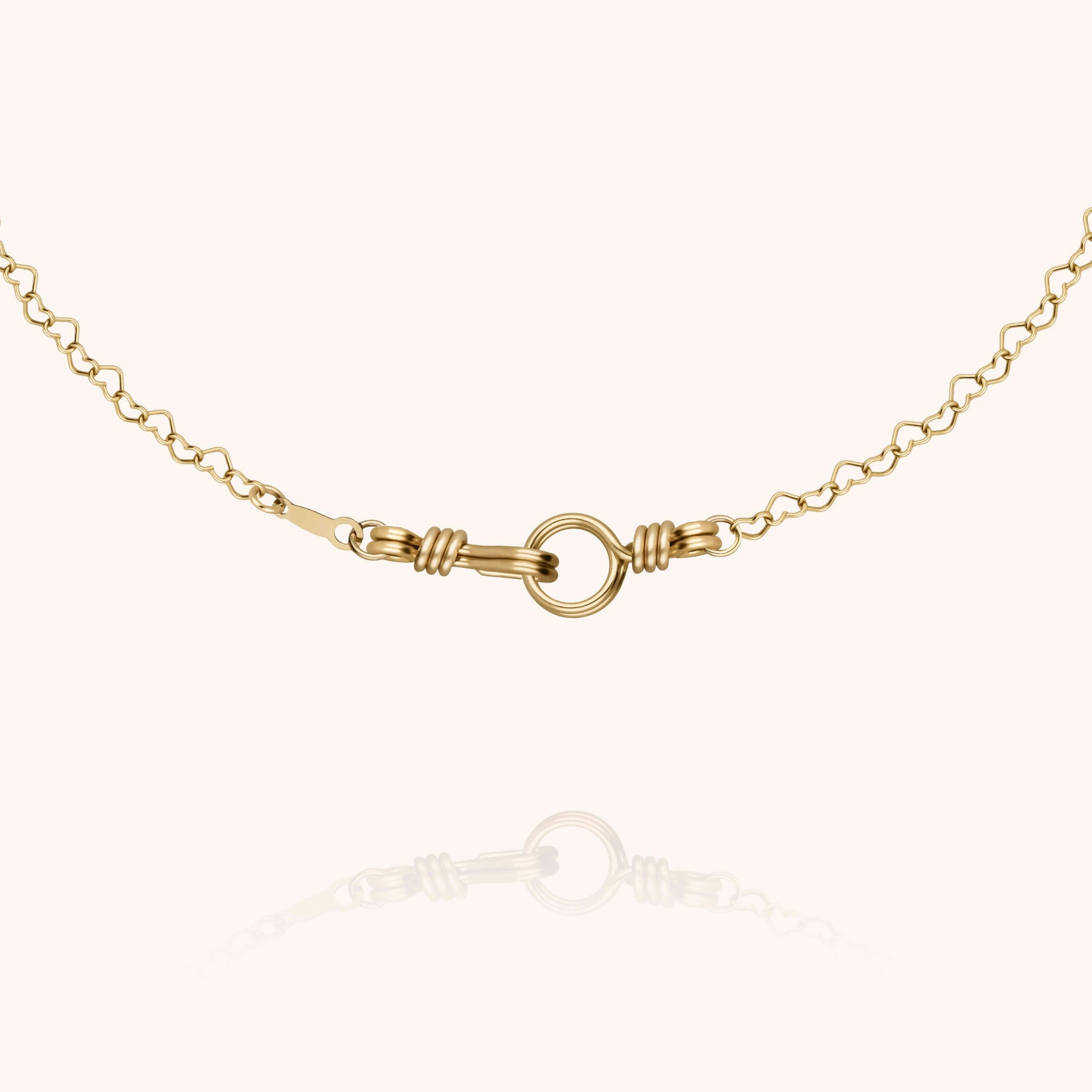 Women's Linked Hearts Chain Necklace, Yellow Gold