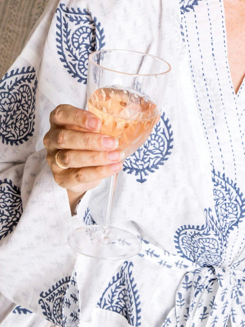 Block-Printed Cotton Women's Robe