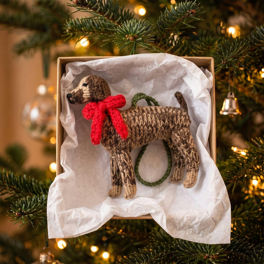 German Short Haired Pointer Dog Hand Knit Christmas Ornament