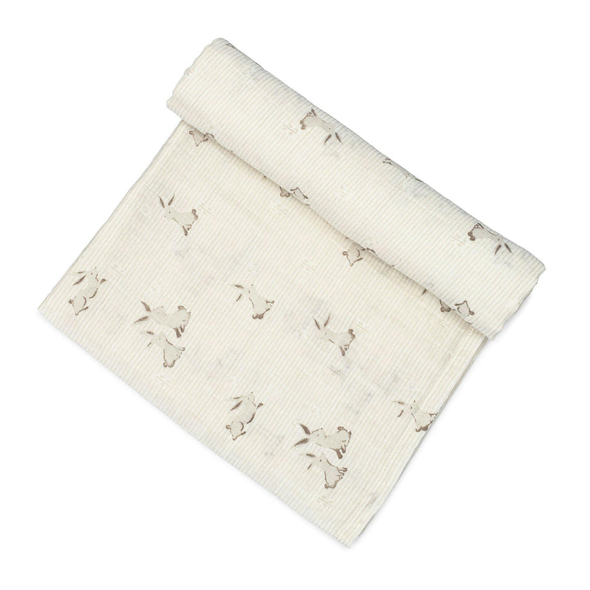 Avery Organic Cotton Muslin Swaddle Blanket (Bunny)
