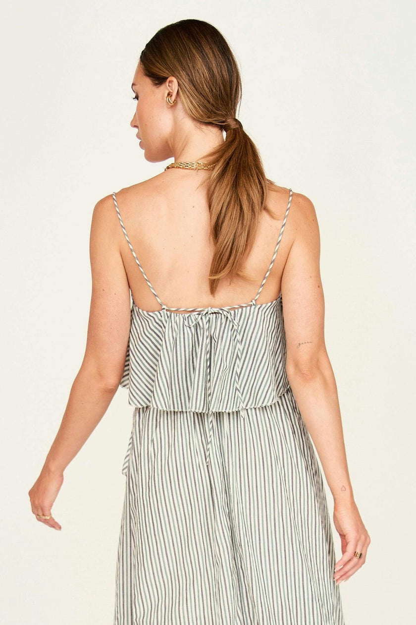 Clare Ruffle Top in Dune Stripe