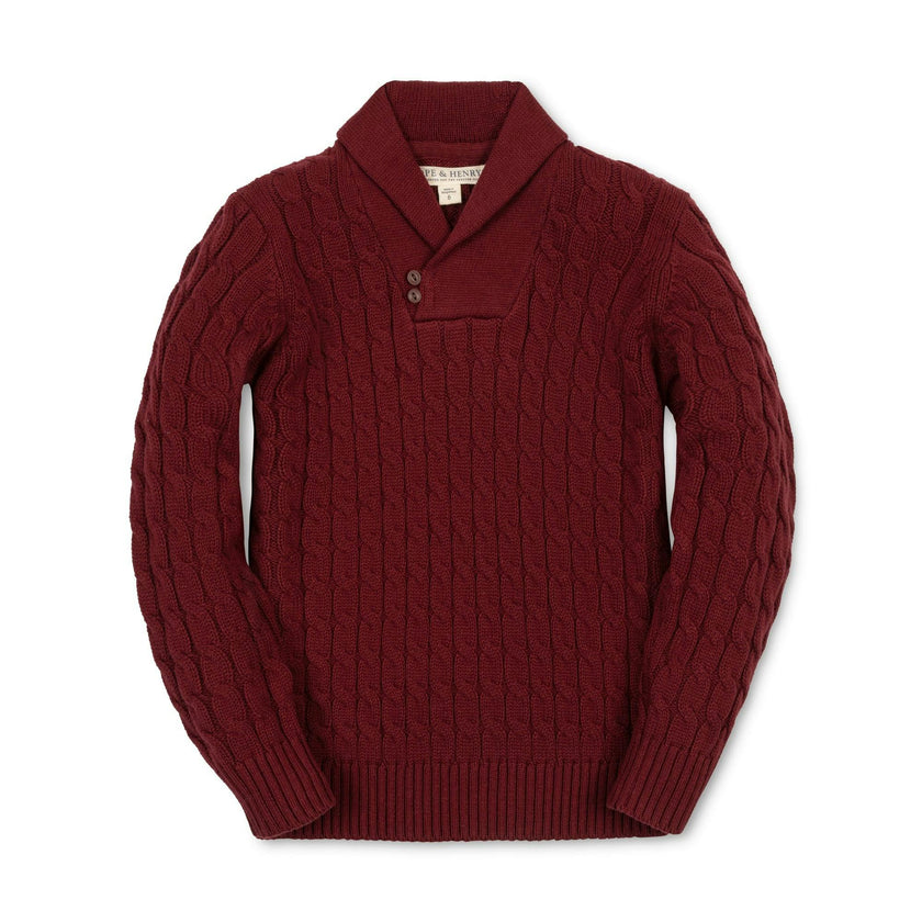 Organic Shawl Collar Cable Sweater