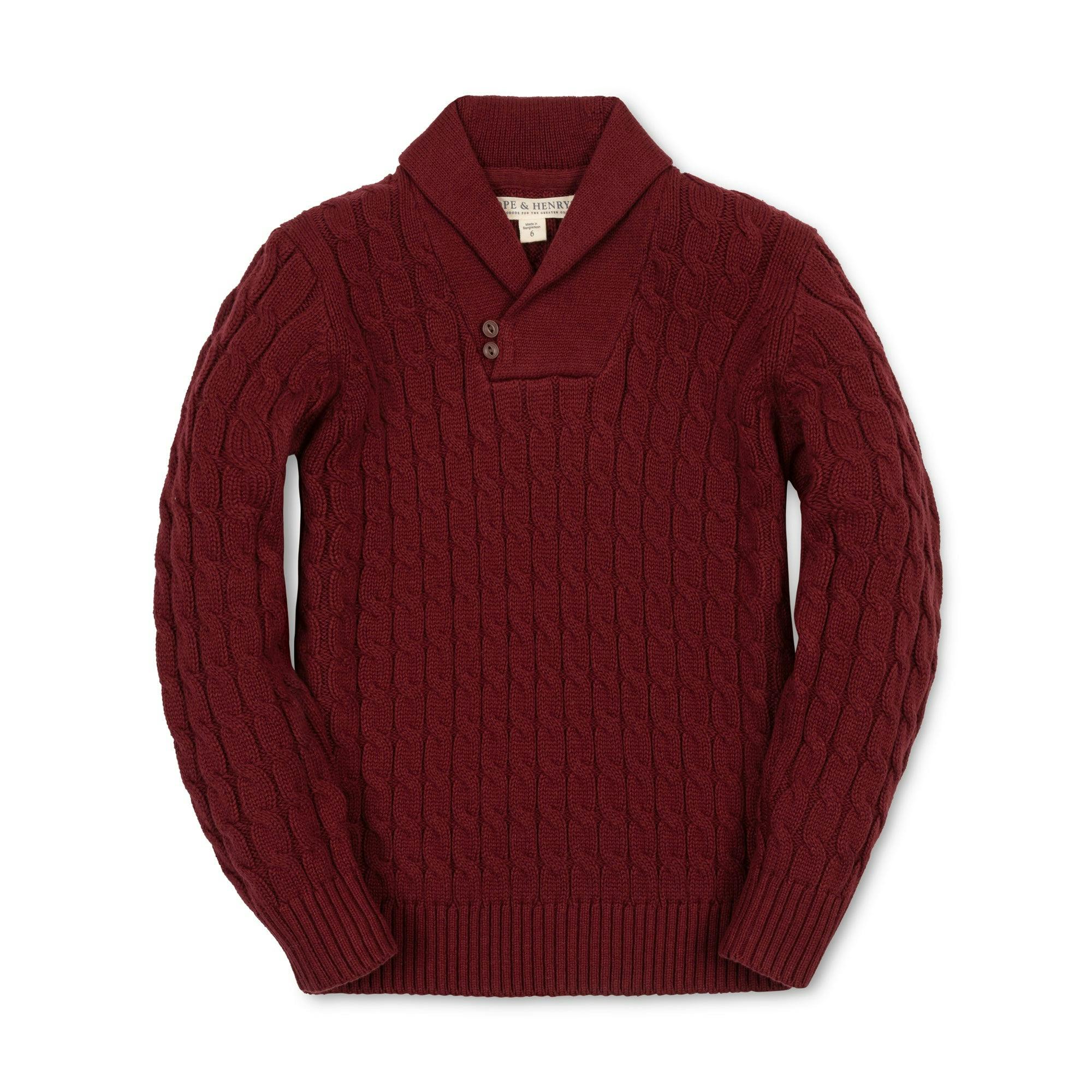 Organic Shawl Collar Cable Sweater