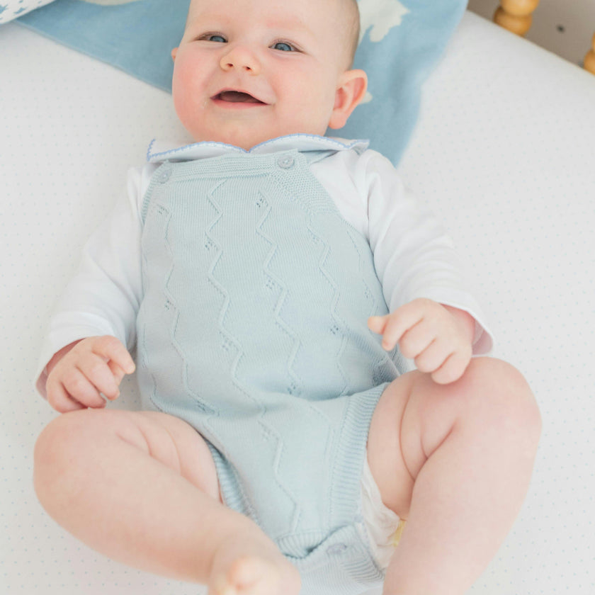 Pima Crib Sheet - Blue Micro Dot