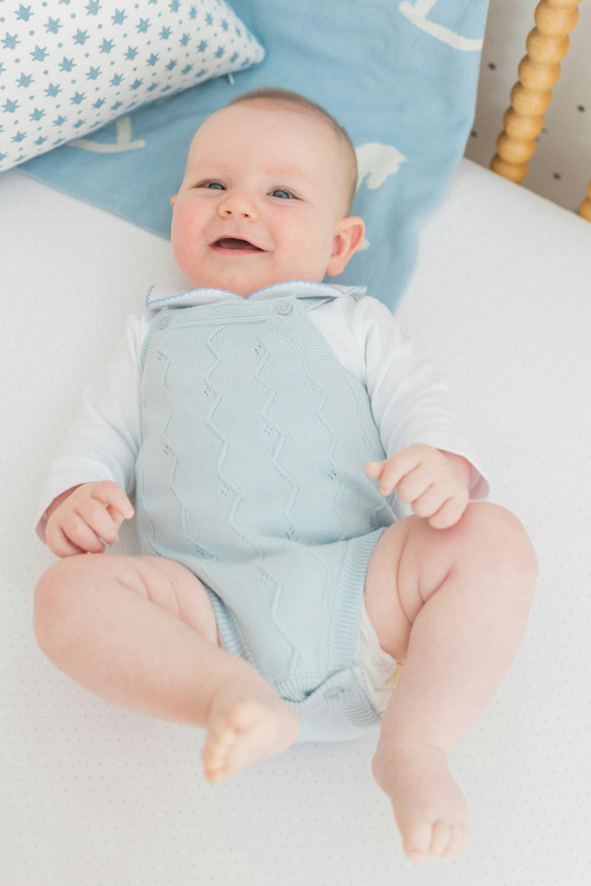 Pima Crib Sheet - Blue Micro Dot