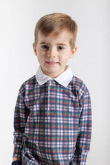 Plaid Knit Long Sleeve Polo