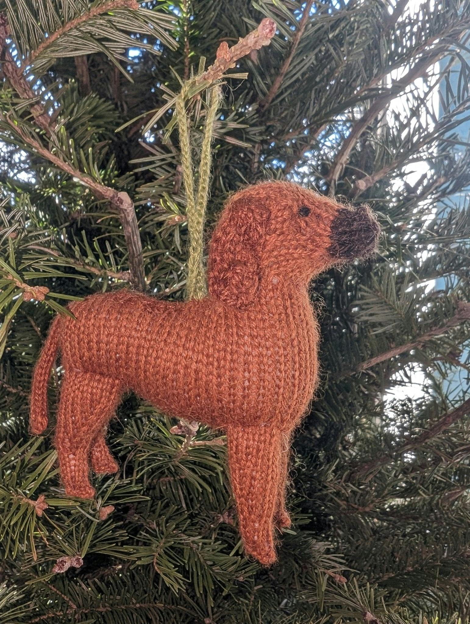 Rhodesian Ridgeback Hand Knit Christmas Ornament