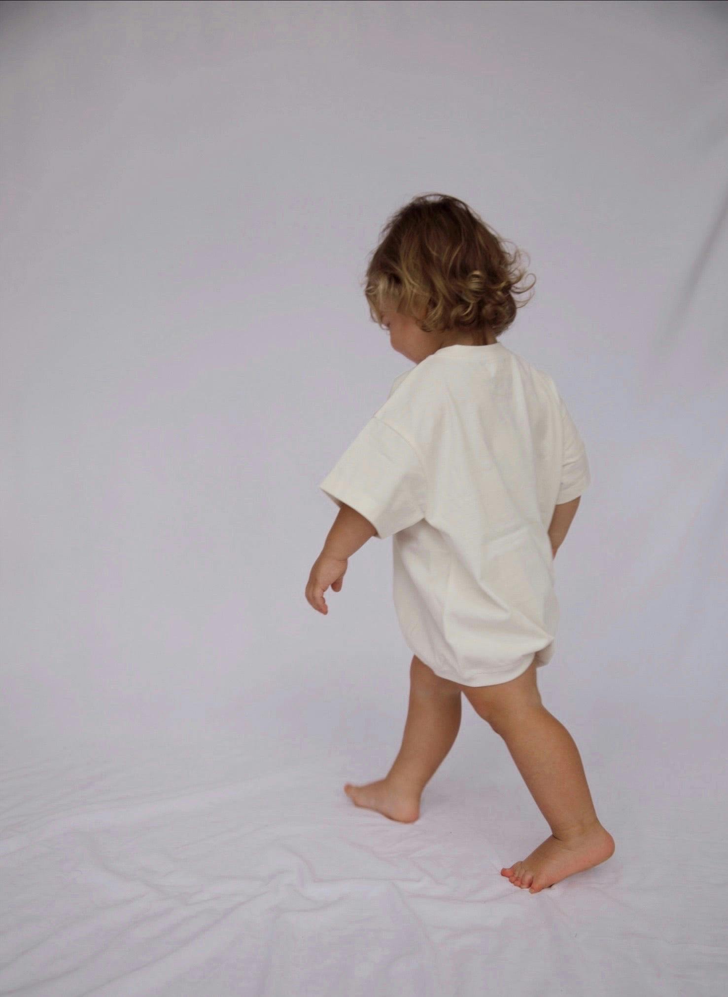 Cory Pocket Romper in Marshmallow