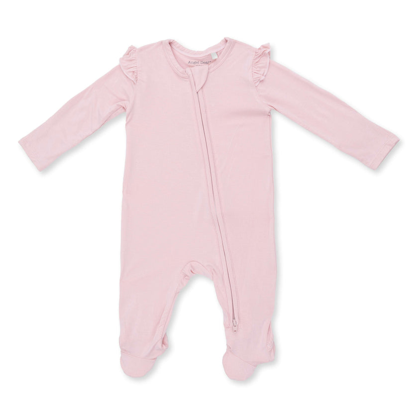 Solid Peachskin - 2 Way Ruffle Sleeve Zipper Footie