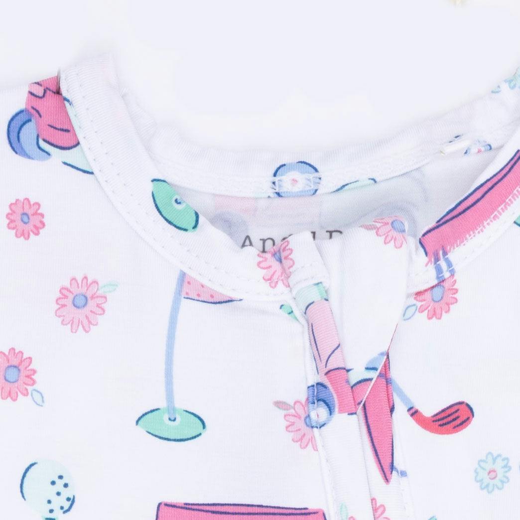 Golf Carts and Flowers - 2 Way Ruffle Back Zipper Footie