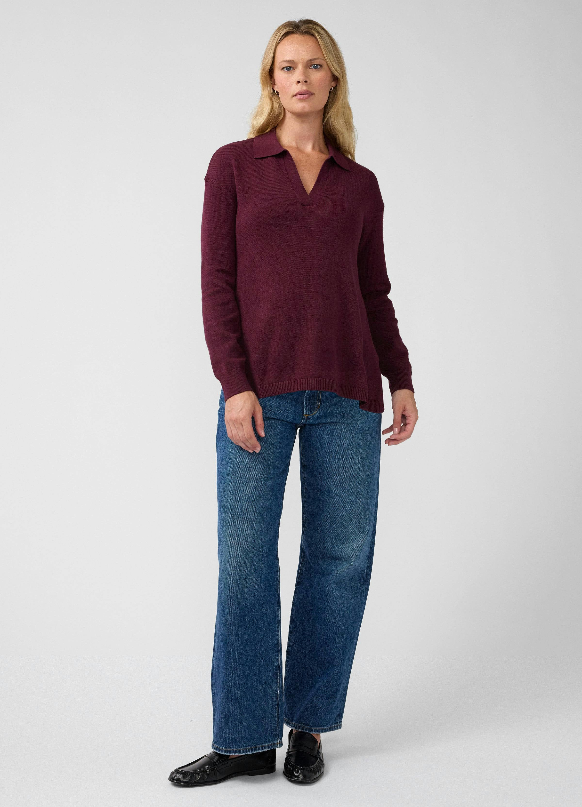 Polo Collar Knit Maternity Nursing Sweater