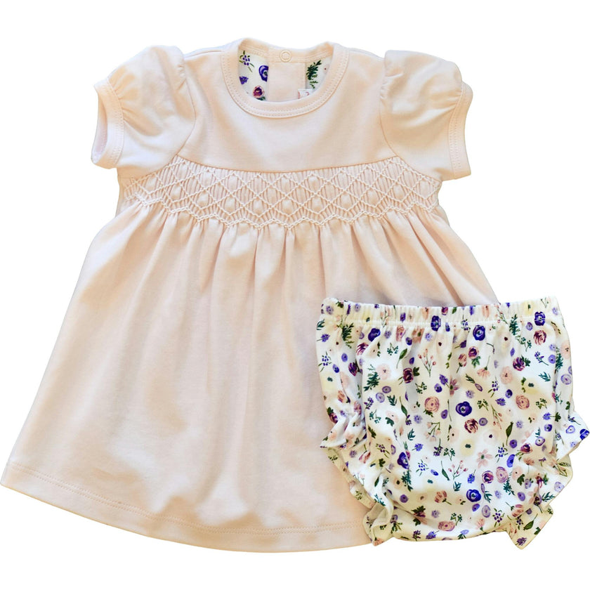 Clementine Peach Floral Smocked Dress
