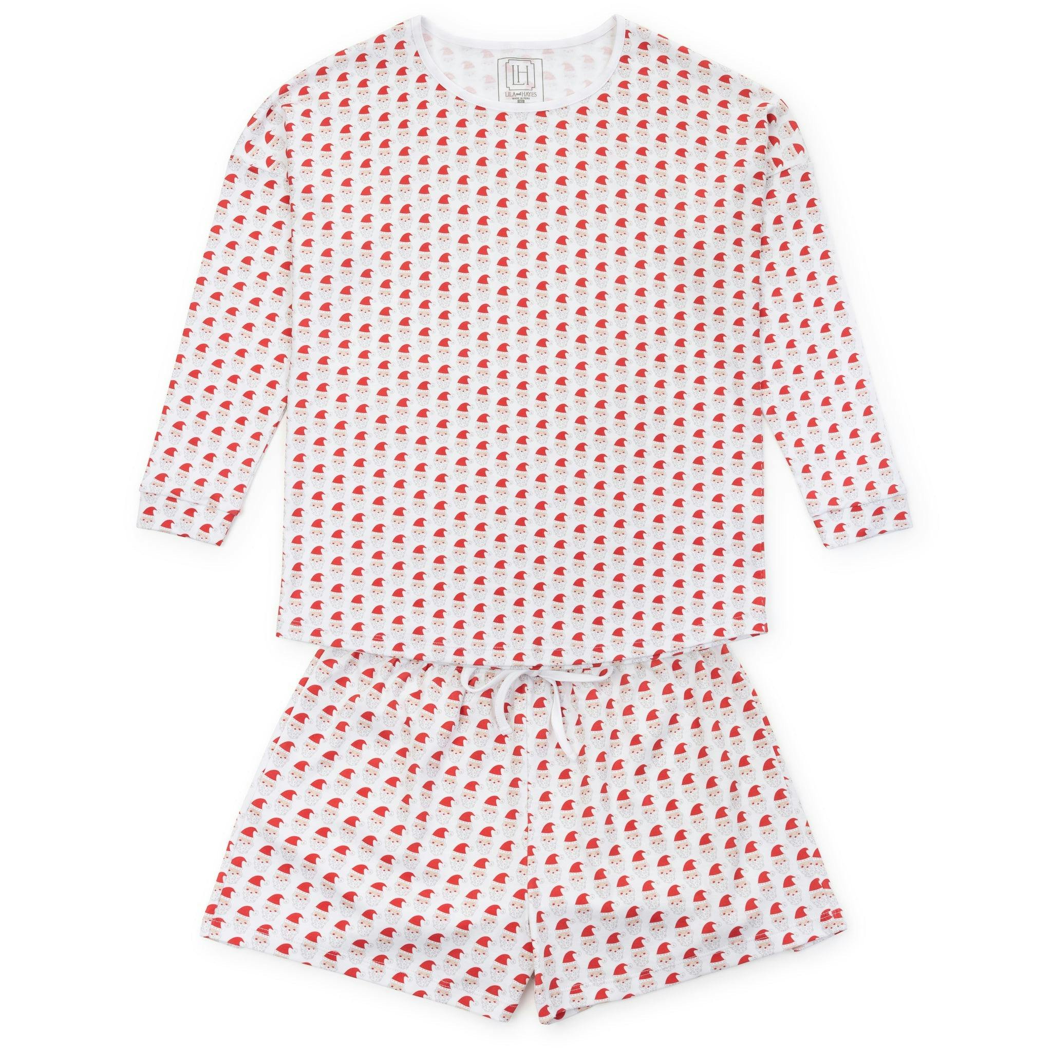 Anna Women's Longsleeve Top Short Set - Whimsical Santa