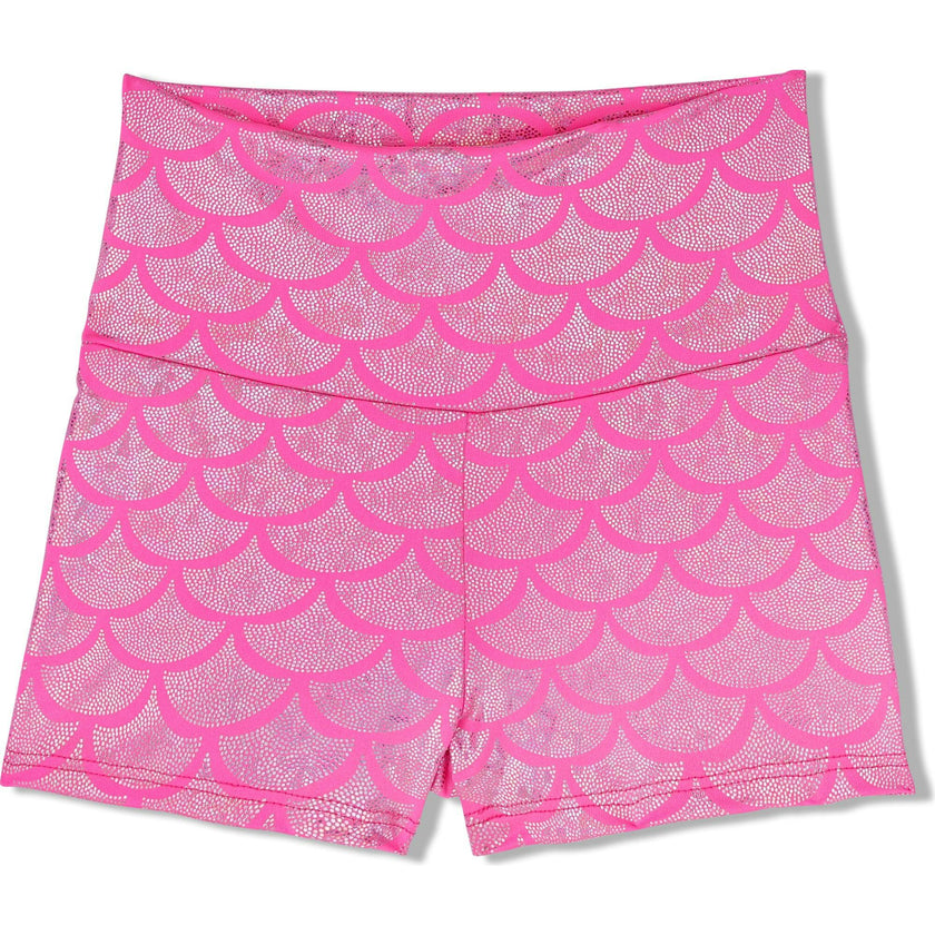 Pink Shimmer Mermaid High Waist Short, Pink