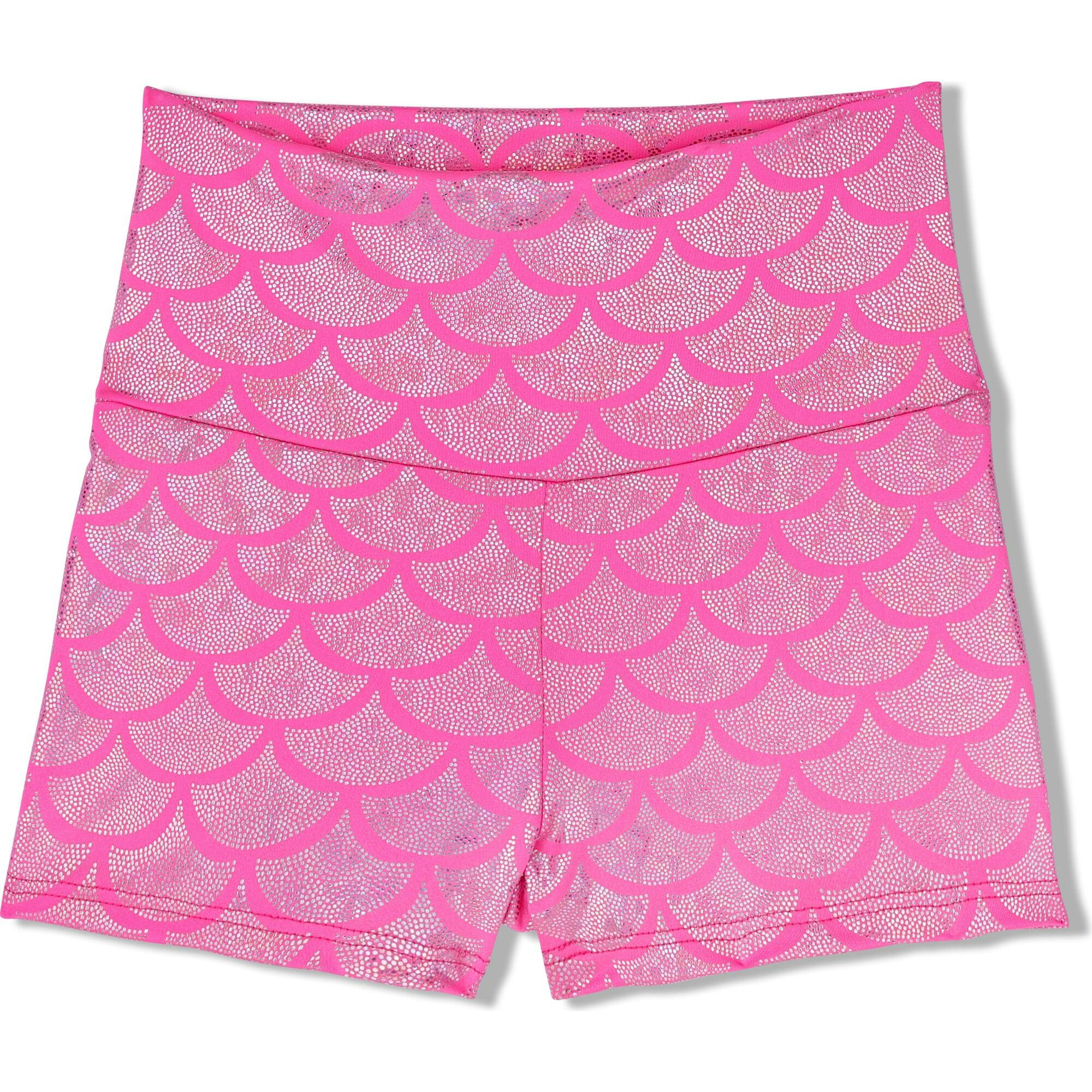 Pink Shimmer Mermaid High Waist Short, Pink