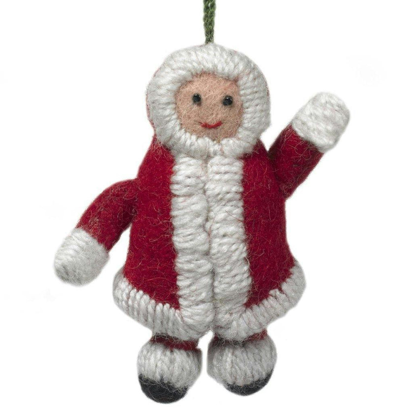 Handmade Felt Snowsuit Gal Christmas Ornament - Red