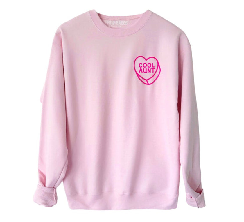 Women's Luv Letters Cool Aunt Sweatshirt, Pink